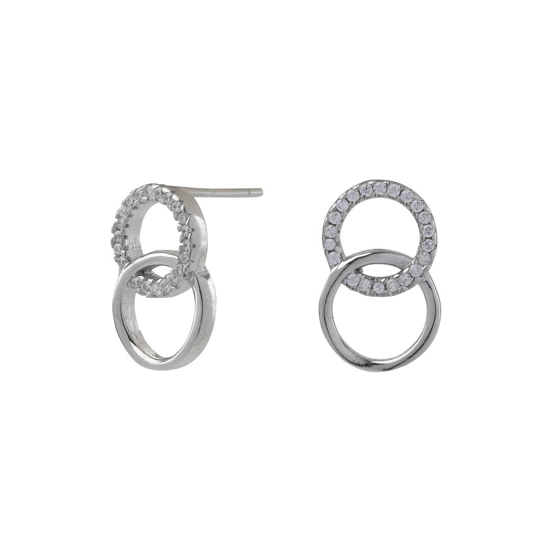 Rhod. silver earrings ANNA circles with zirconia