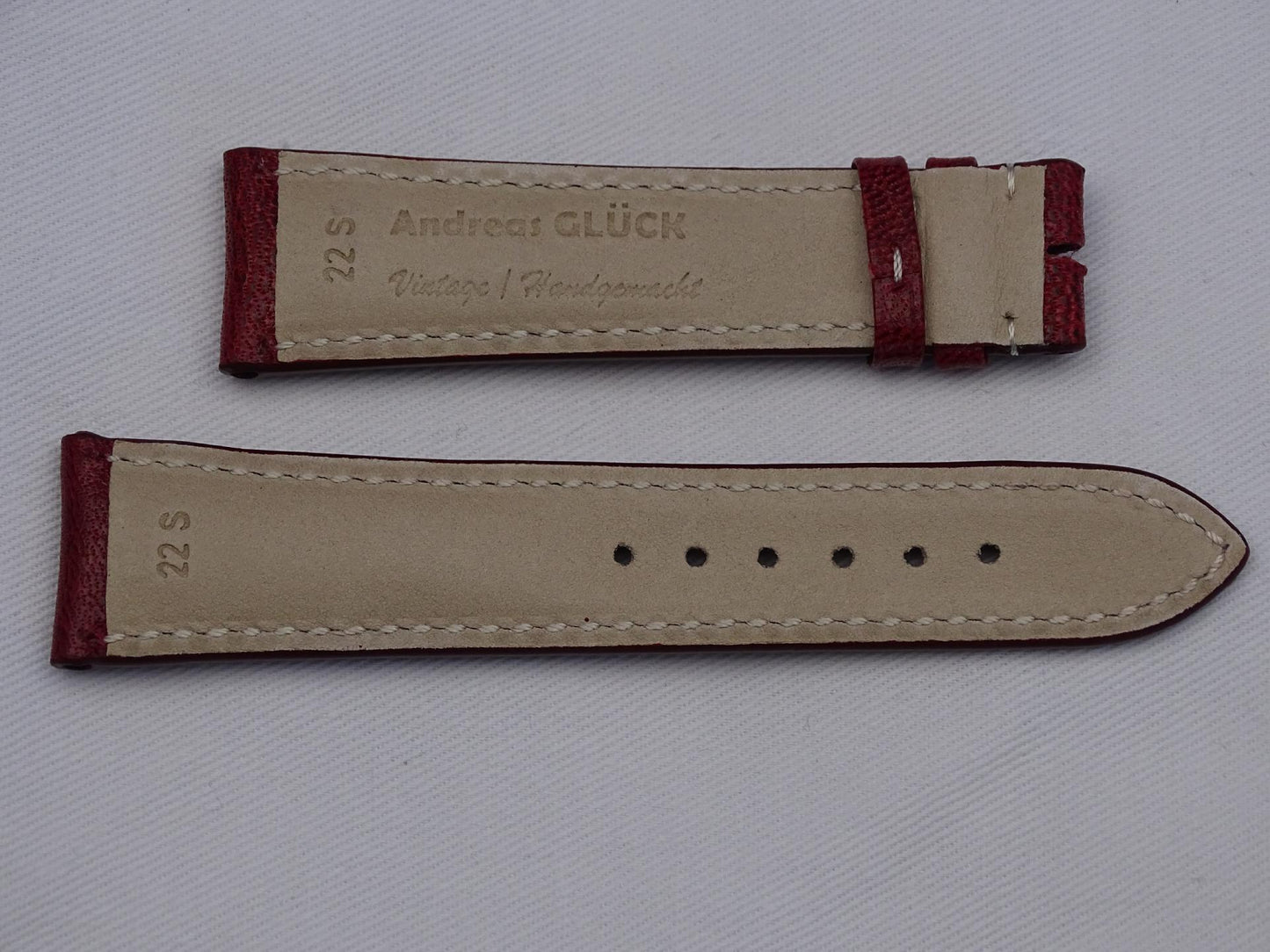 Leather Strap wine red with grey stitching