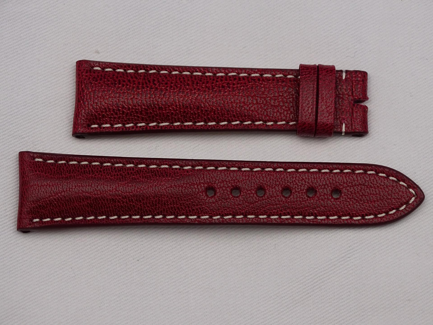 Leather Strap wine red with grey stitching