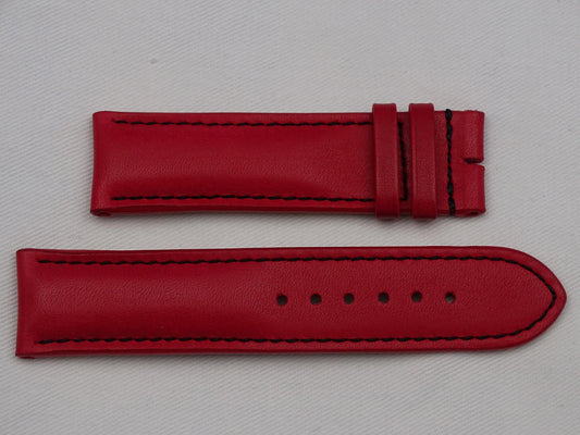 Leather Strap red with black stitching