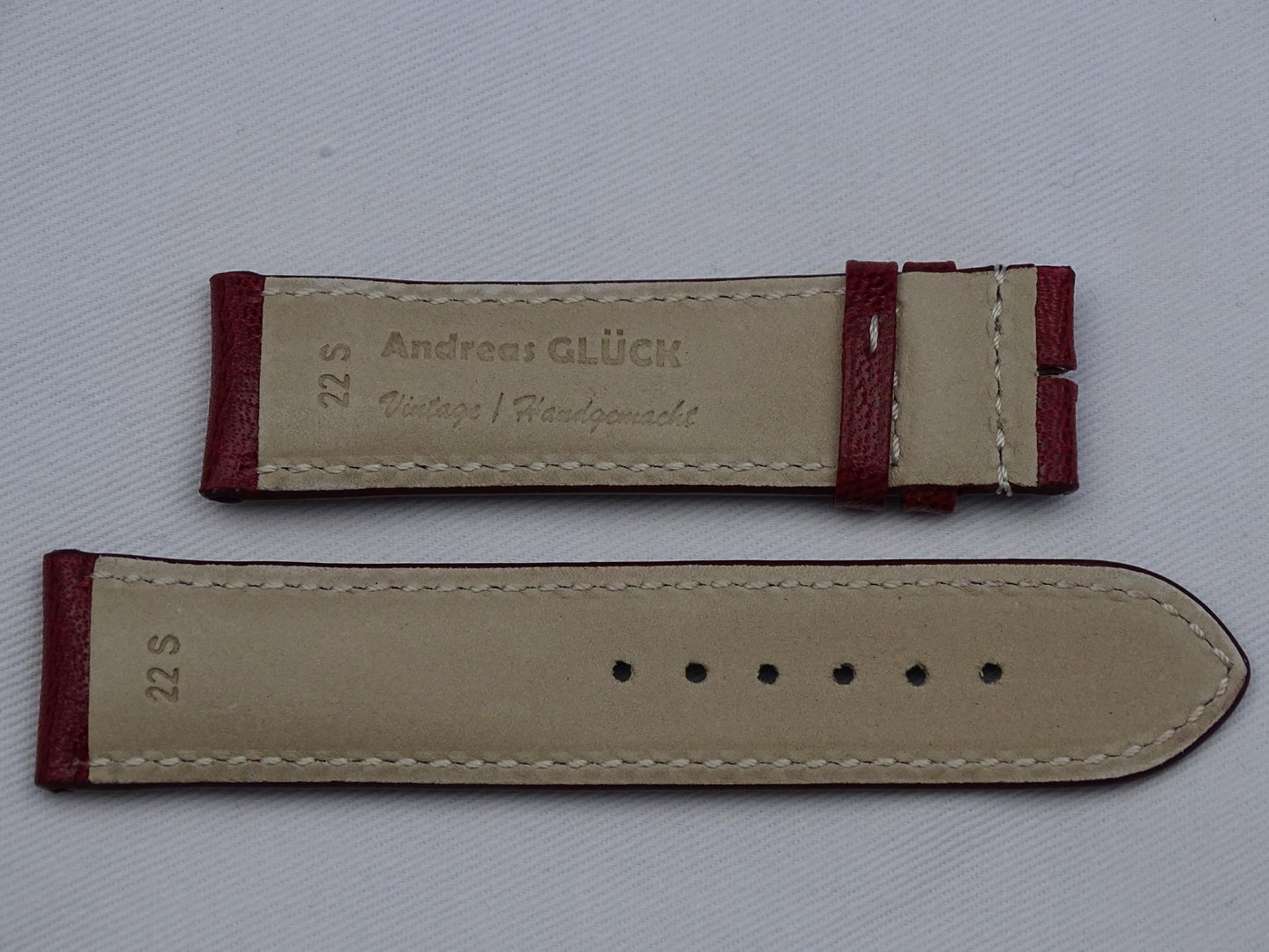 Leather Strap wine red with grey stitching