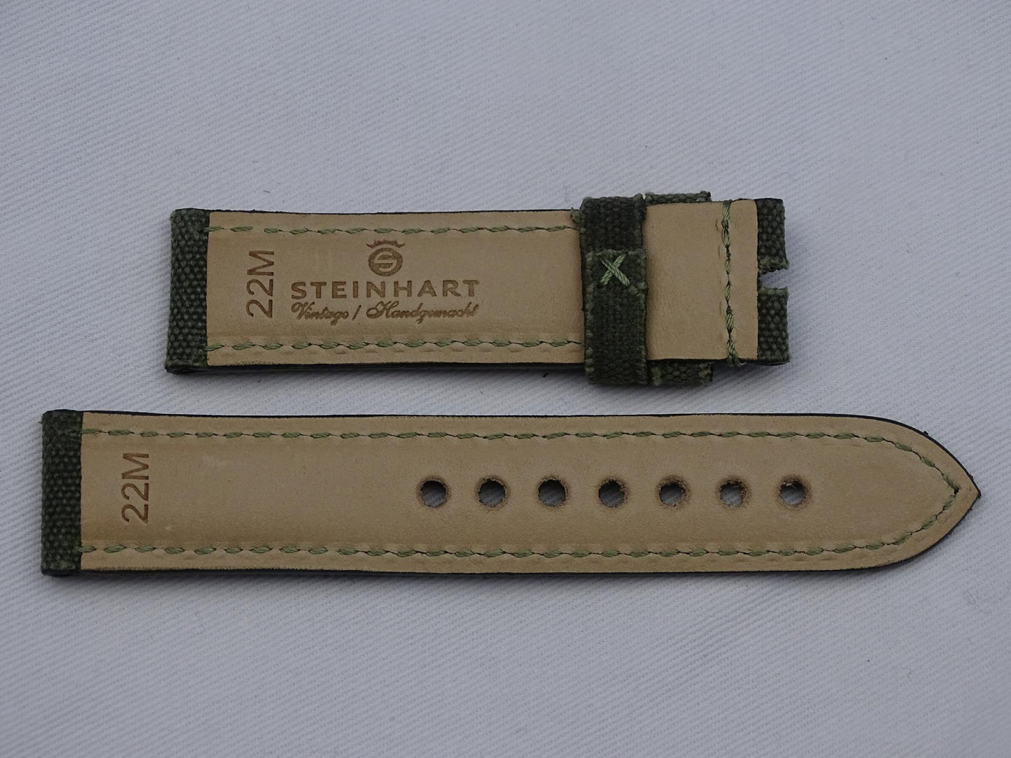 Canvas Strap vintage green with green stitching