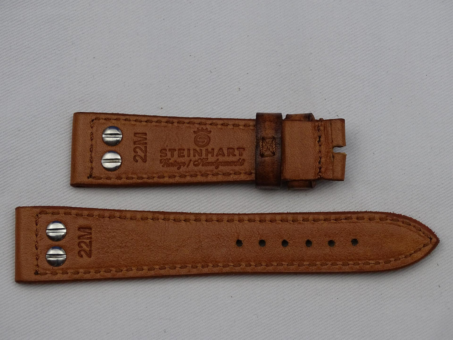 Leather Strap brown with brown stitching and double studs