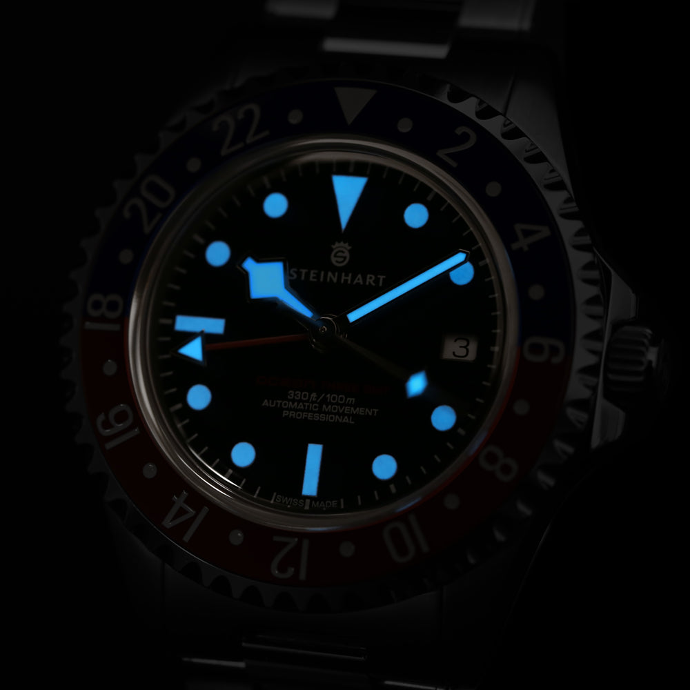 Ocean 3 GMT Blue Red ceramic