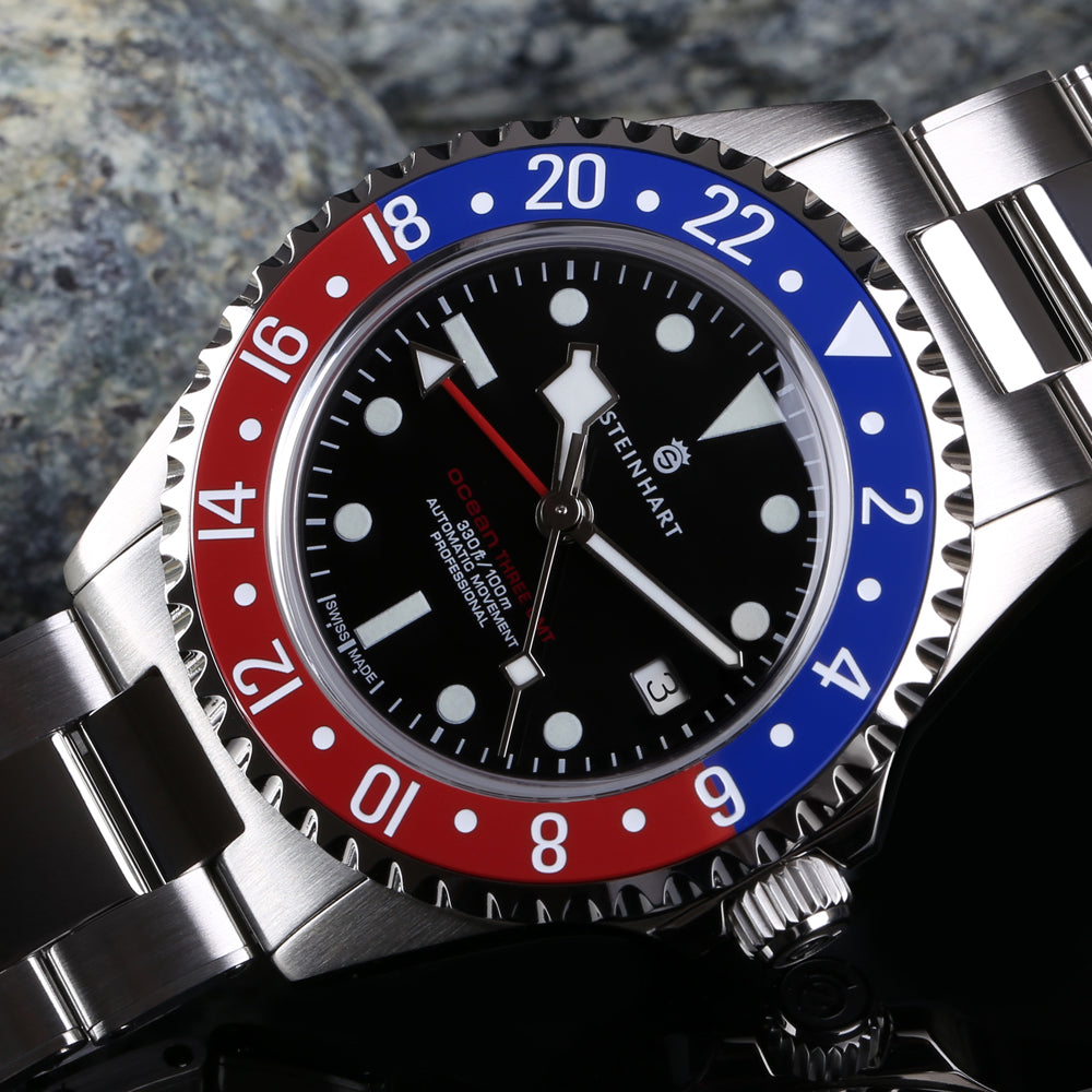 Ocean 3 GMT Blue Red ceramic