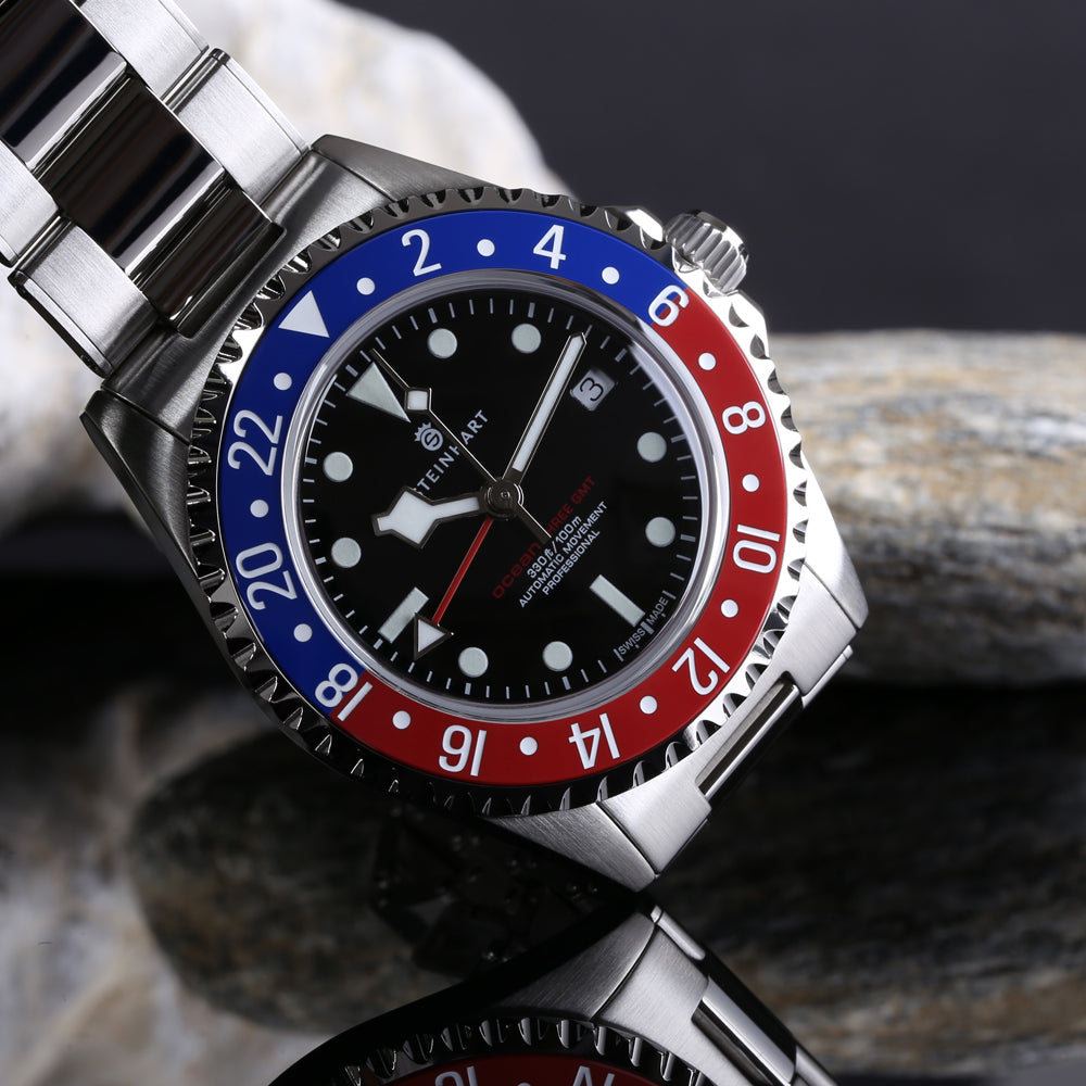 Ocean 3 GMT Blue Red ceramic